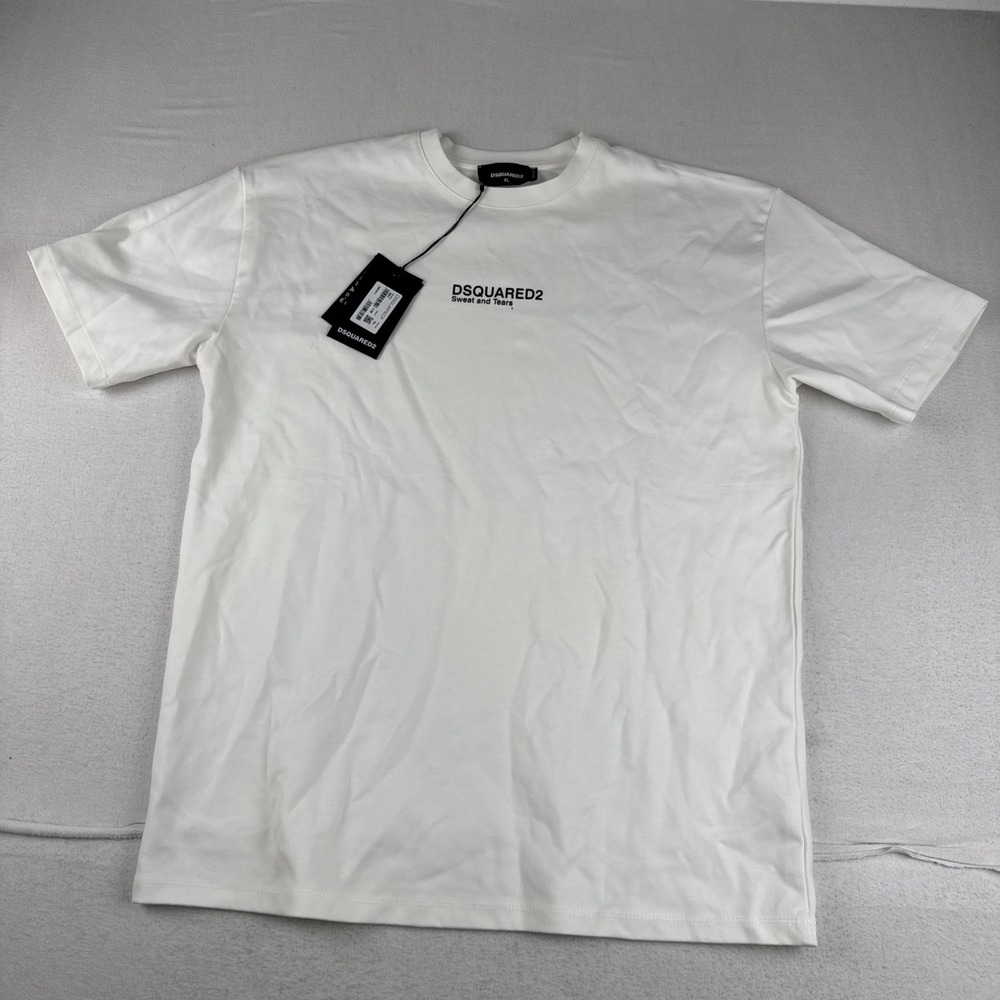 New! Dsquared2 Mens "Sweat and Tears" White T-Shirt XL Made in Italy soft